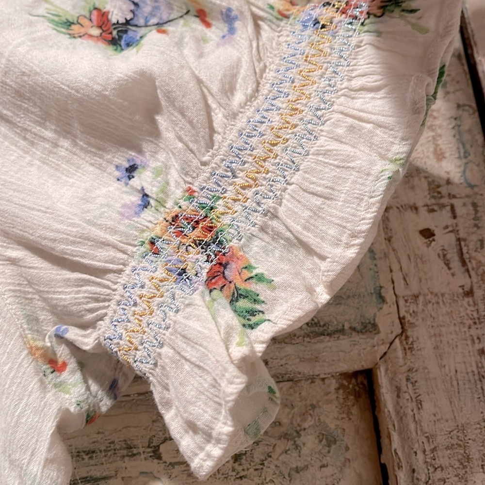 EUC Madewell Smocked Button-Down Top /2X, Nosegay Floral Antique Lace/ - Picture 4 of 6